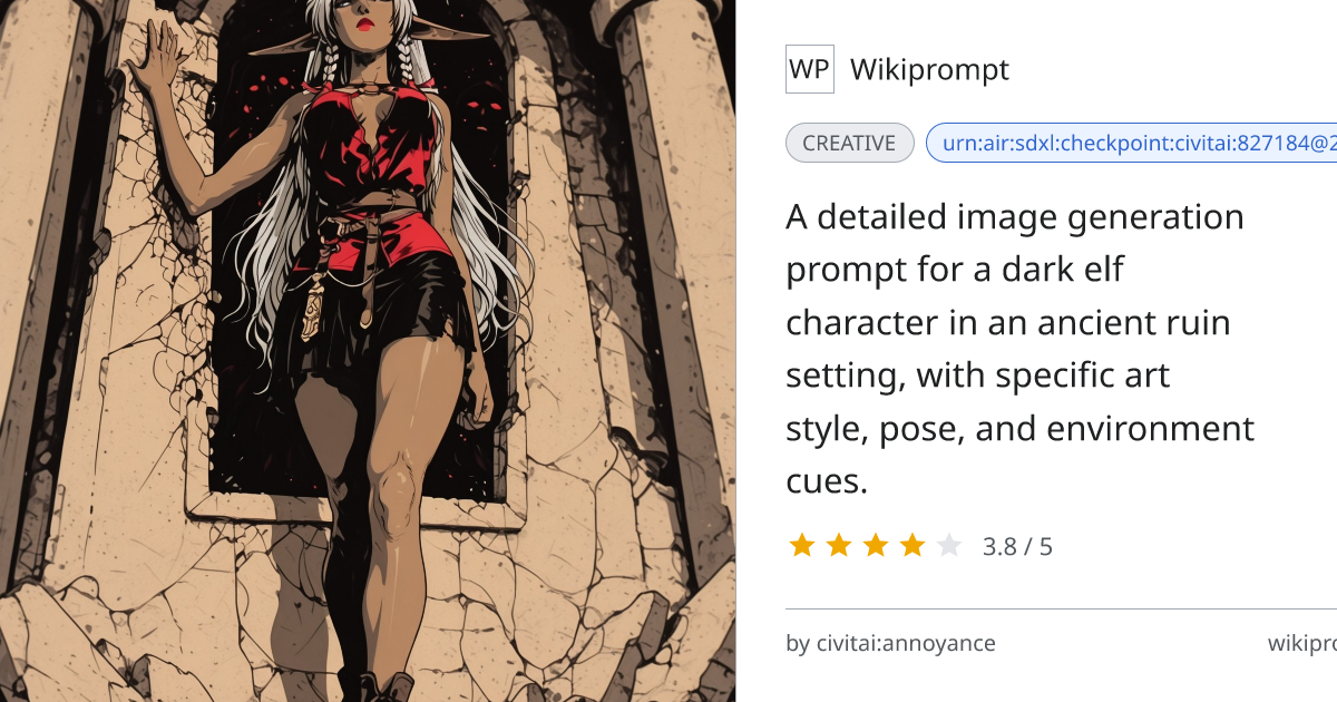 Dark Elf Exploring Ancient Ruins | Wikiprompt