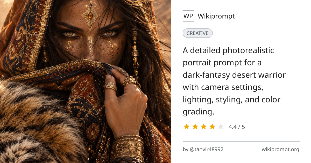 Dark-Fantasy Desert Warrior Portrait | Wikiprompt