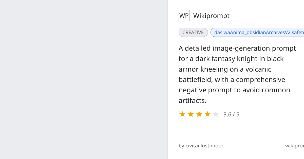 Dark Fantasy Knight on Volcanic Battlefield | Wikiprompt