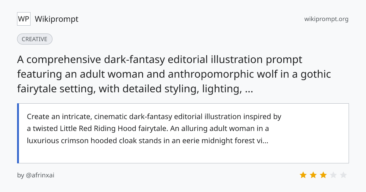Dark Fantasy Little Red Riding Hood Editorial Illustration | Wikiprompt