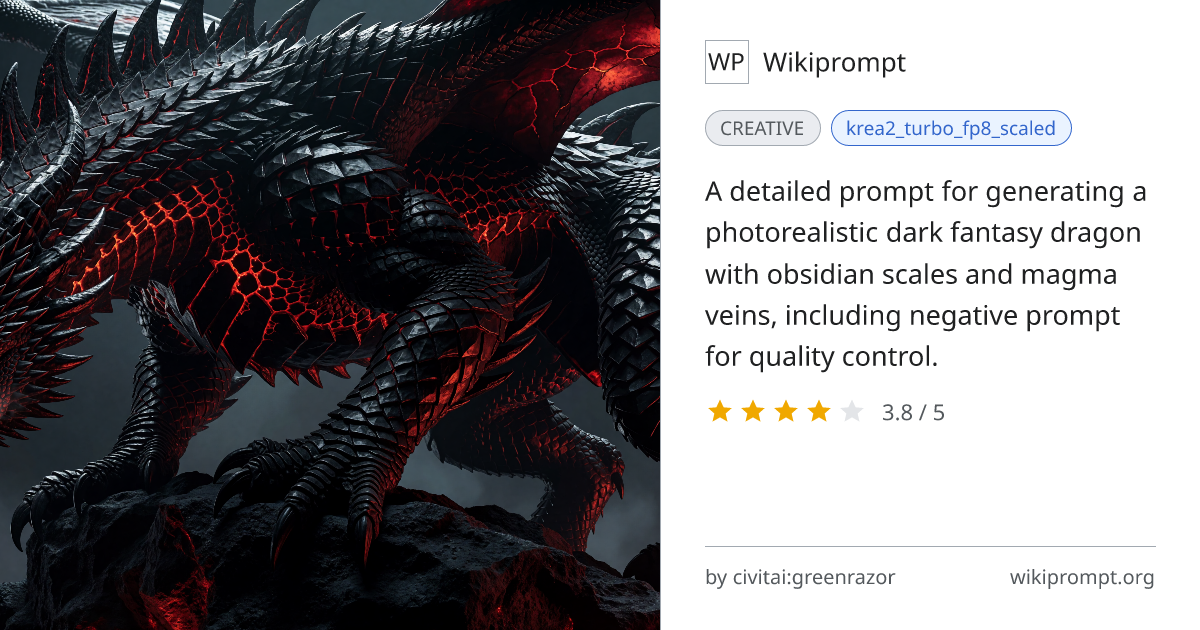Dark Fantasy Obsidian Dragon Illustration | Wikiprompt