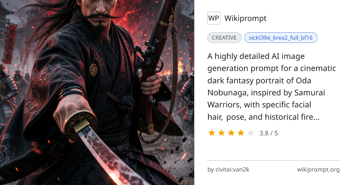 Dark Fantasy Oda Nobunaga Cinematic Portrait | Wikiprompt