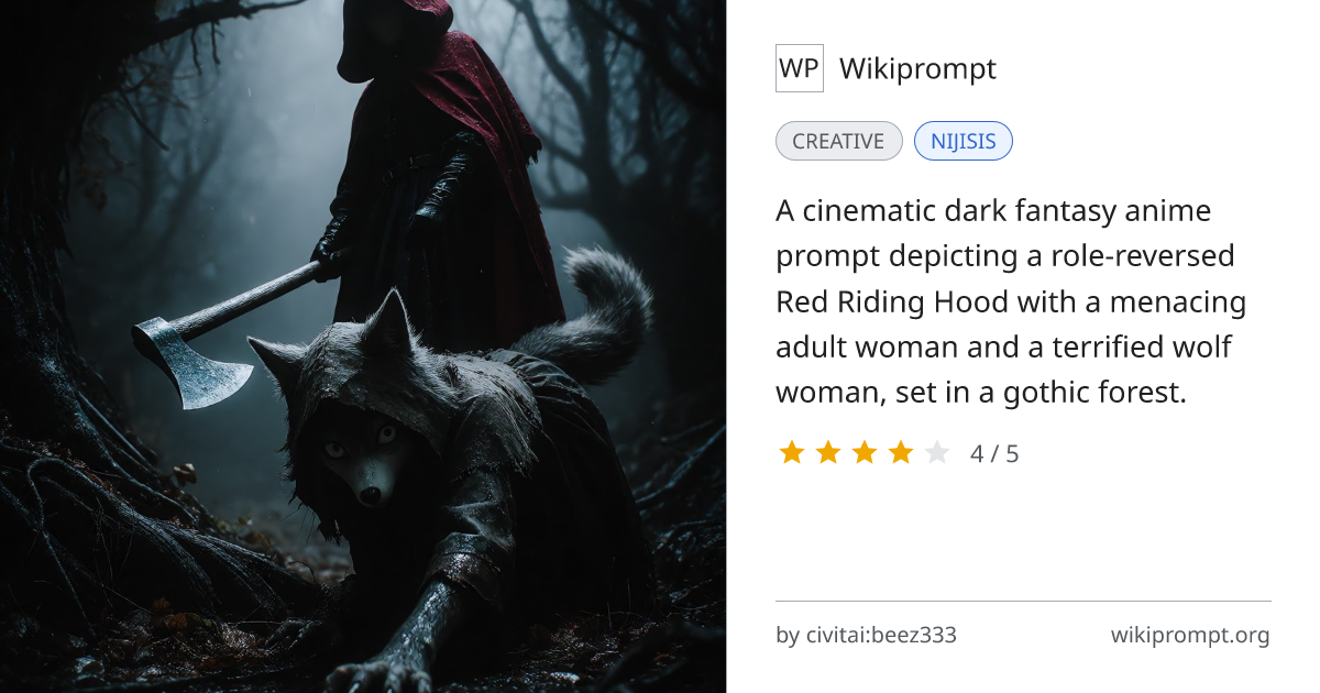 Dark Fantasy Red Riding Hood Role Reversal | Wikiprompt