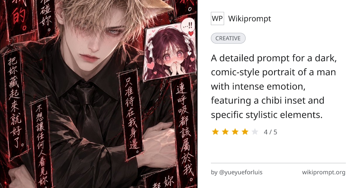 Dark Romantic Comic-Style Character Portrait | Wikiprompt
