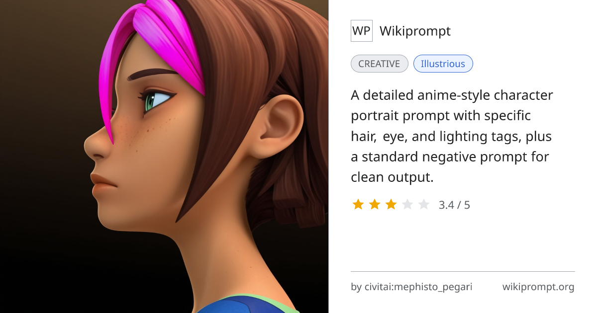 Dark-skinned anime girl portrait prompt | Wikiprompt
