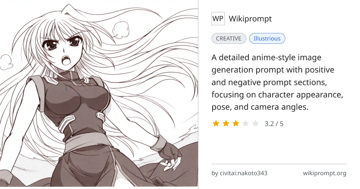 Detailed Anime Character Prompt with Negative Prompt | Wikiprompt