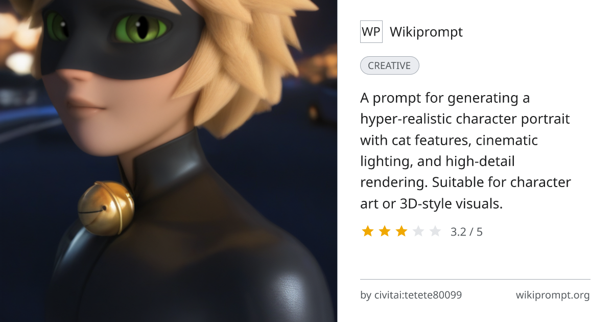 Detailed Cat-Eyed Character Portrait Prompt | Wikiprompt