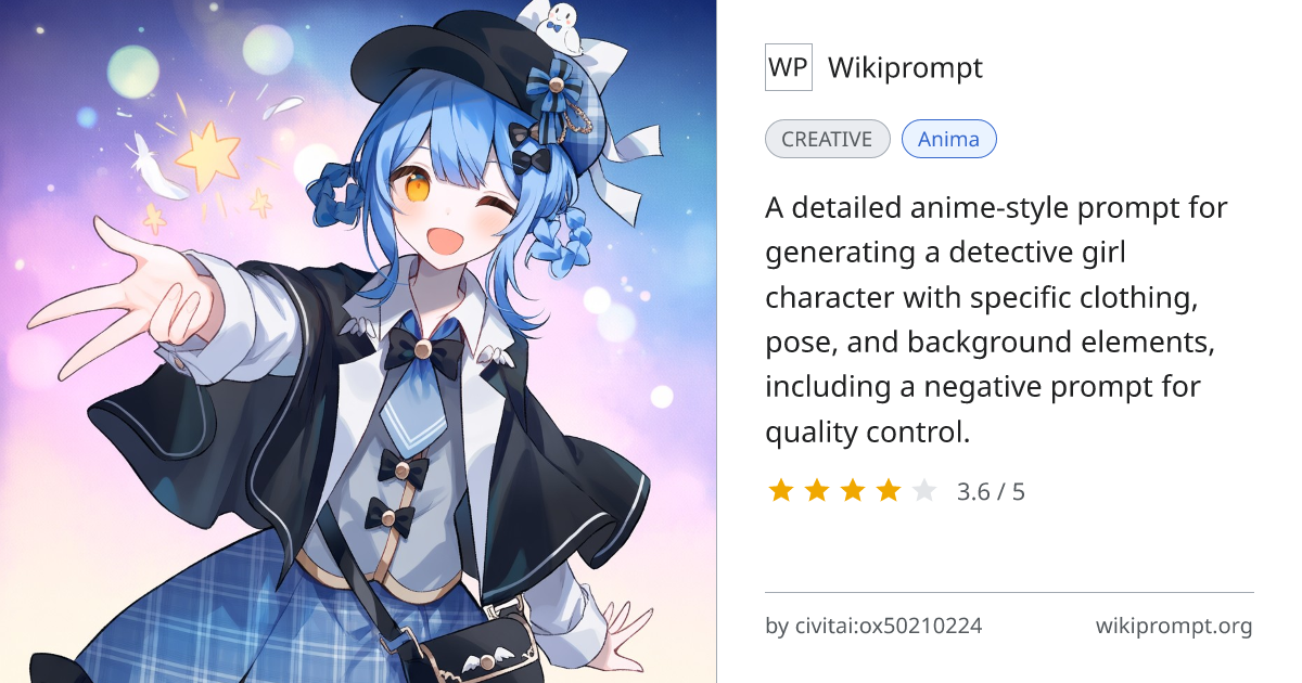 Detective Girl Anime Character Prompt | Wikiprompt