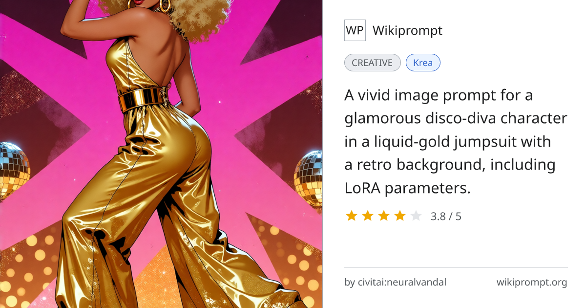 Disco Diva Liquid-Gold Jumpsuit Illustration | Wikiprompt