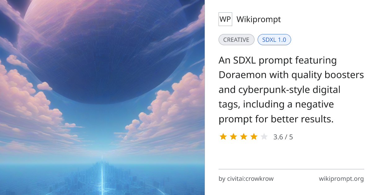 Doraemon in Cyberpunk Sky | Wikiprompt