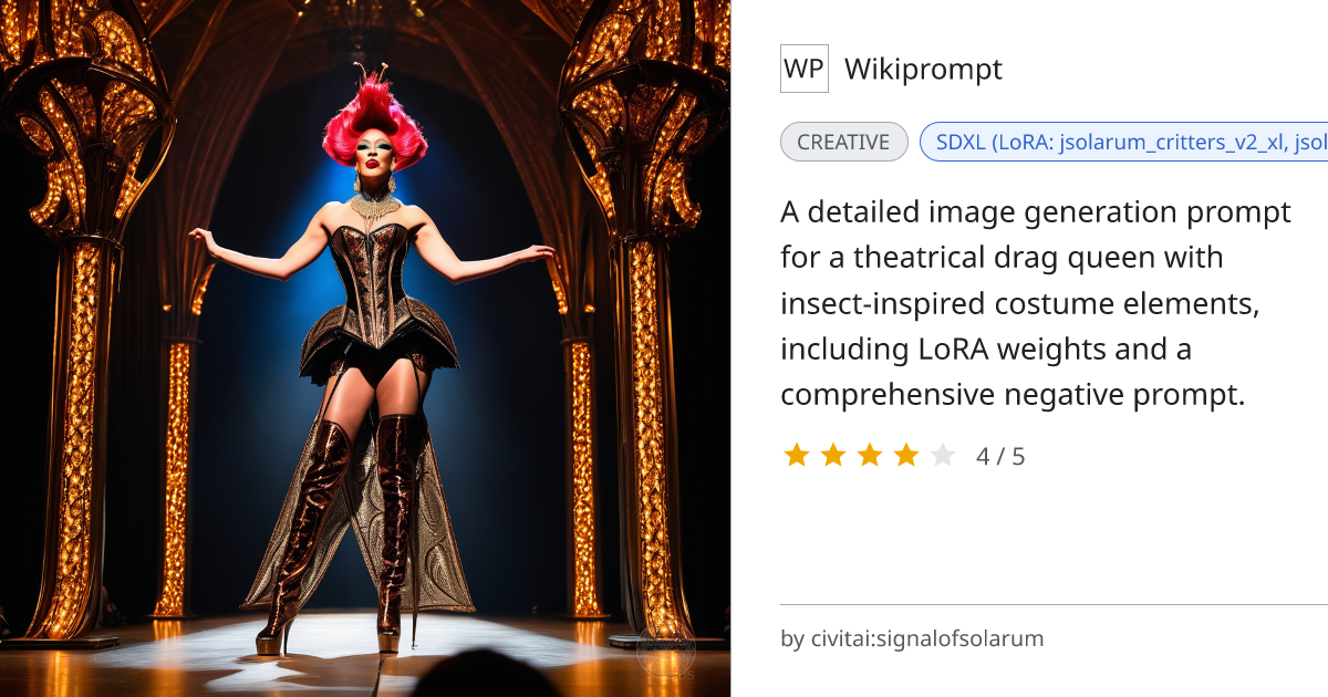 Drag Queen Mantis Runway Vogue | Wikiprompt
