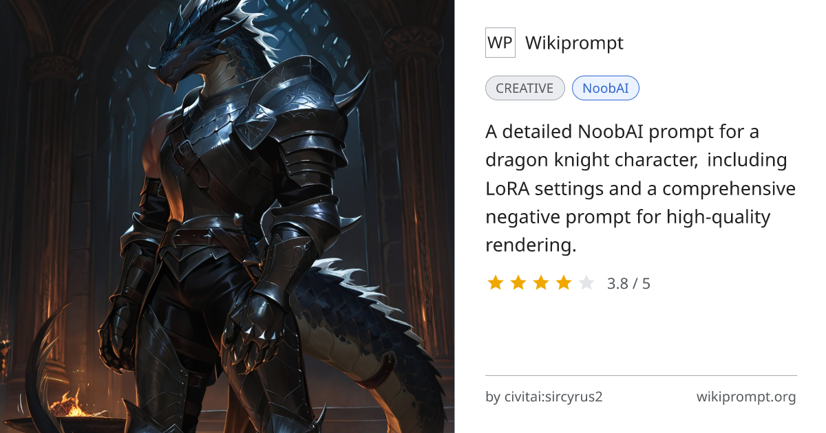Dragon Knight Character Portrait (NoobAI) | Wikiprompt