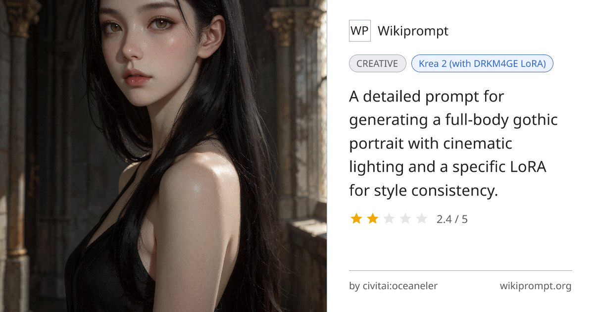 DRKM4GE Gothic Portrait Prompt | Wikiprompt