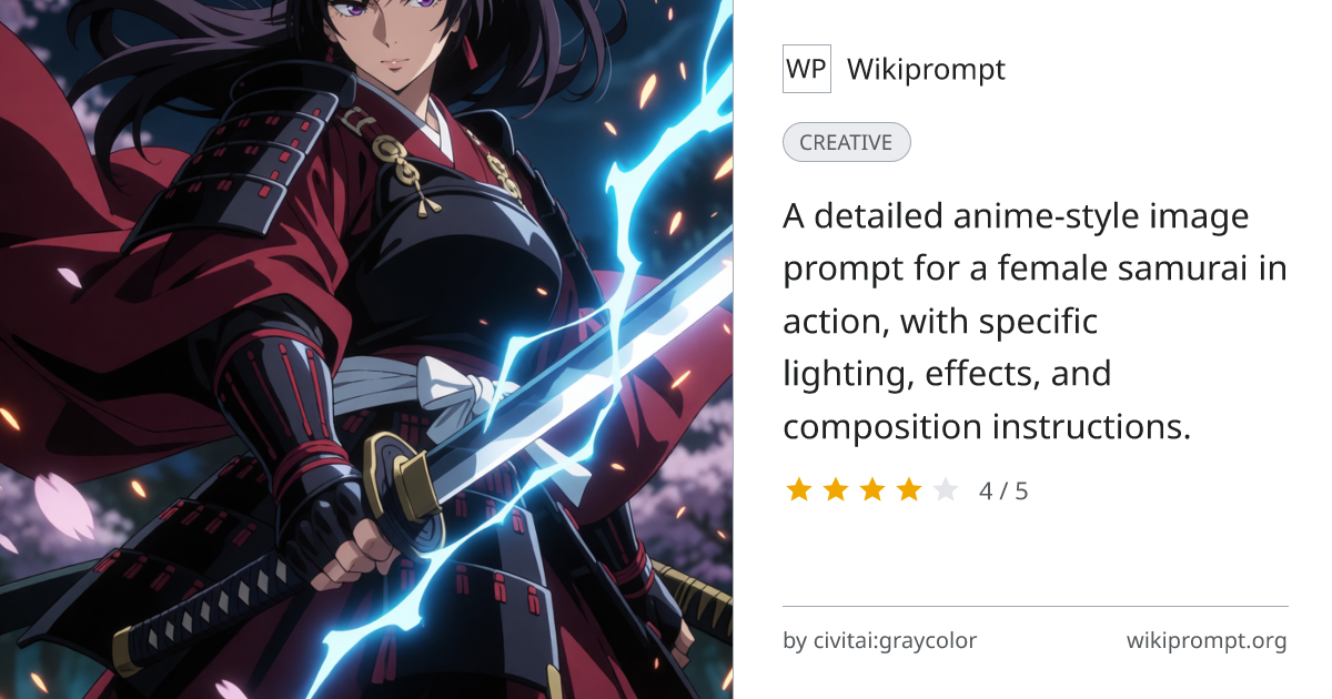 Dynamic Female Samurai Anime Action Shot | Wikiprompt