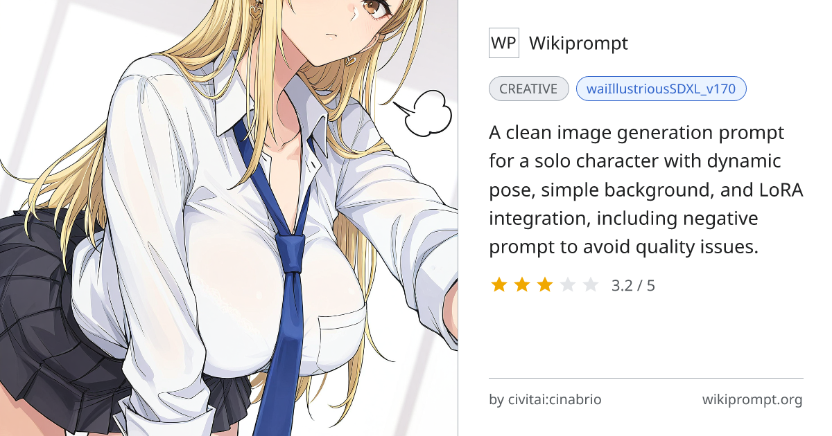 Dynamic Pose Anime Character Prompt | Wikiprompt