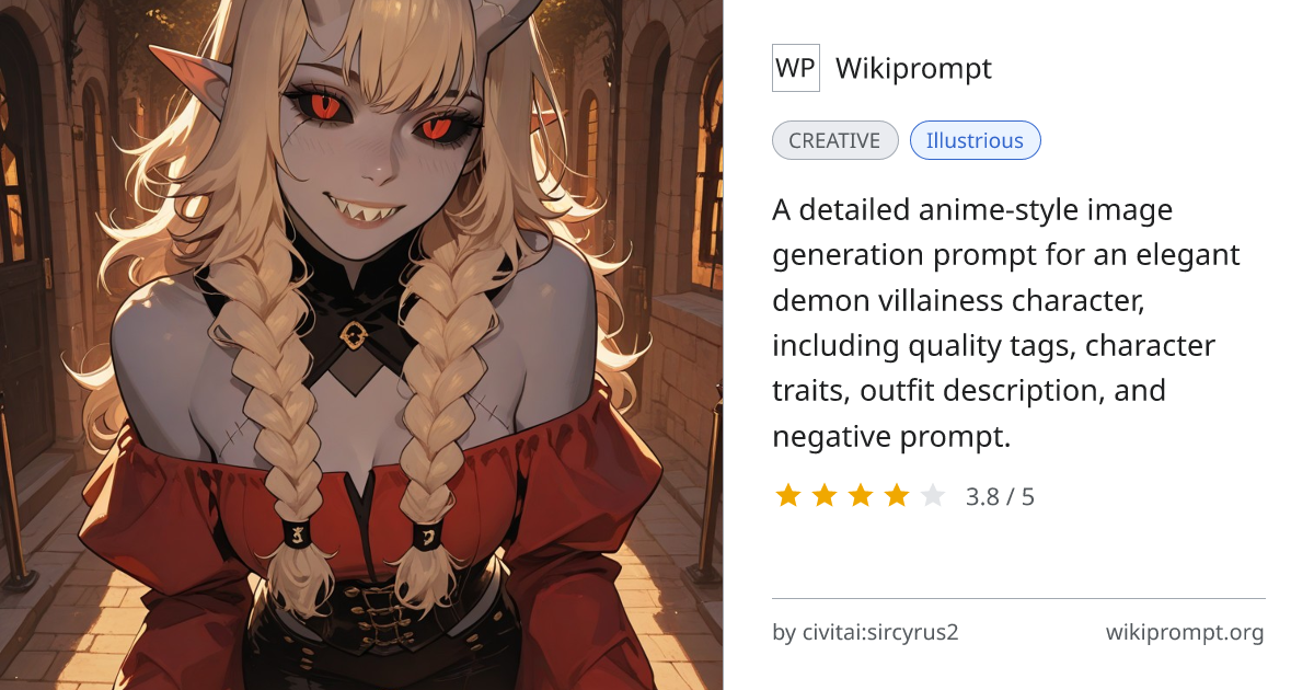 Elegant Demon Villainess Portrait Prompt | Wikiprompt