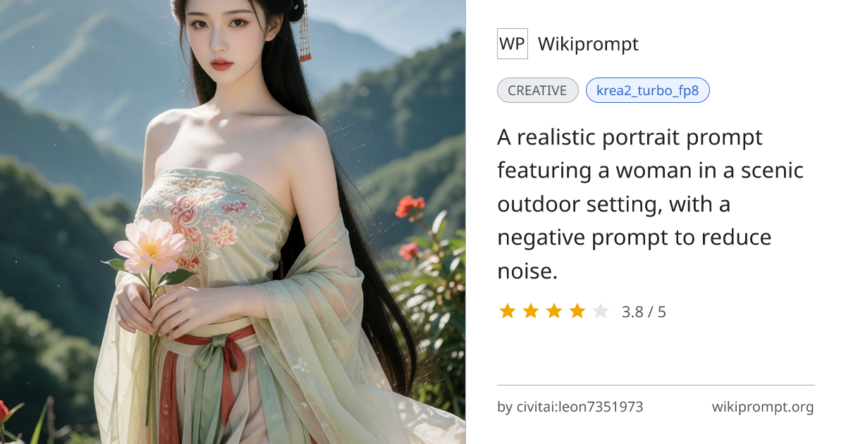 Elegant Woman with Flower in Scenic Backdrop | Wikiprompt