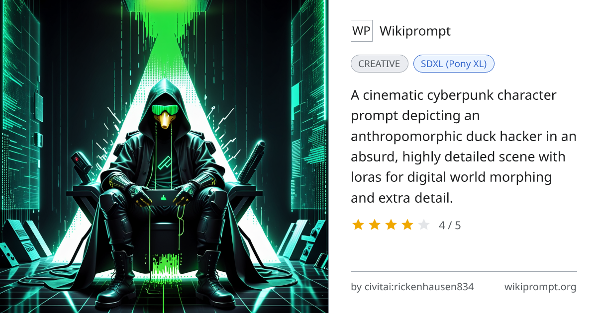 Elite Cyber Duck Hacker Prompt | Wikiprompt