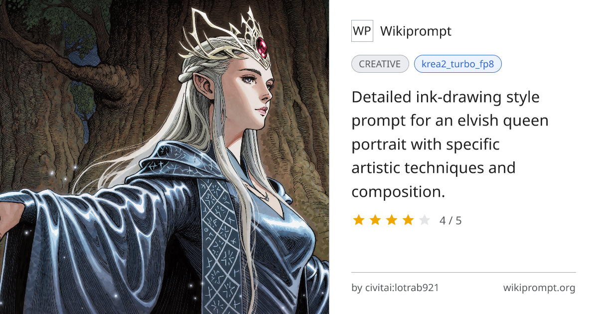 Elvish Queen Ink Drawing Prompt | Wikiprompt