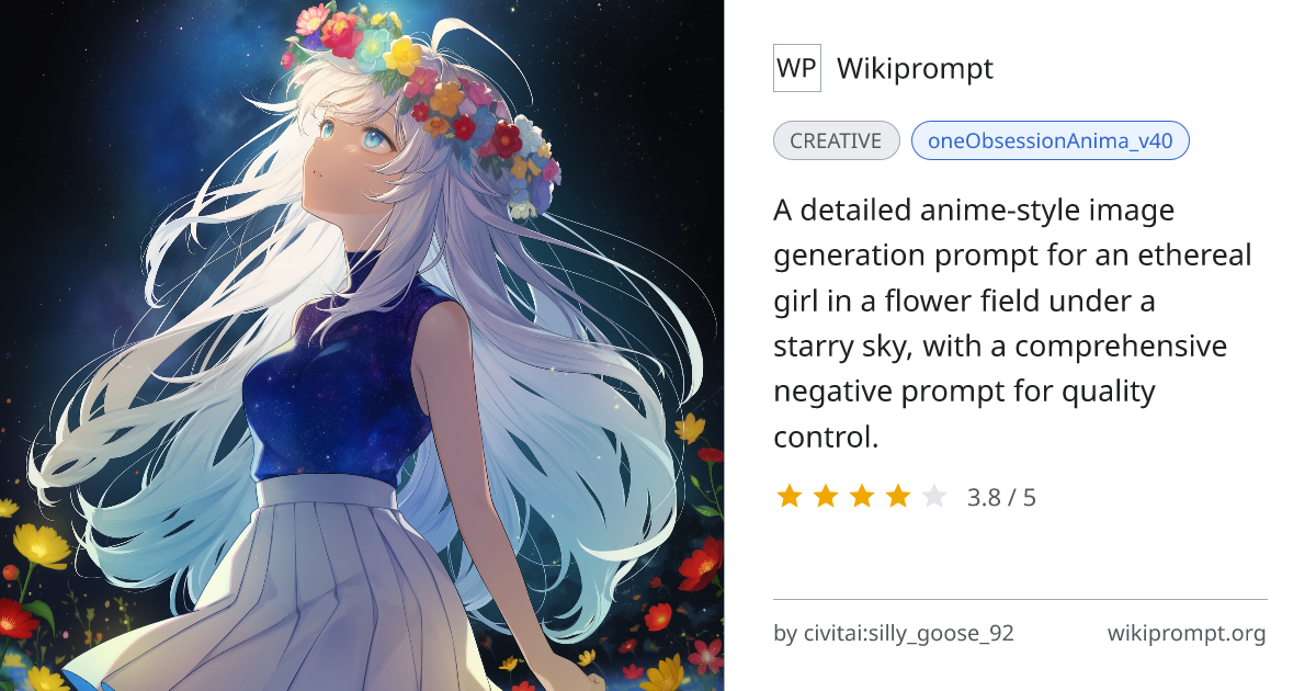 Ethereal Anime Girl in Flower Field | Wikiprompt