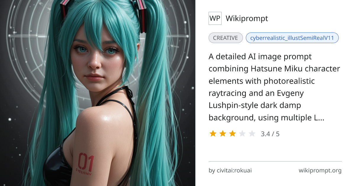 Ethereal Hatsune Miku Photorealistic Raytracing | Wikiprompt