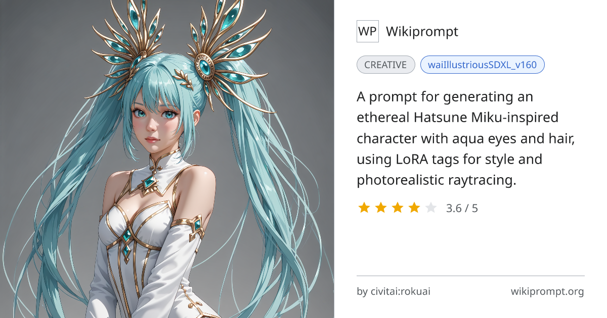 Ethereal Hatsune Miku Photorealistic Raytracing | Wikiprompt