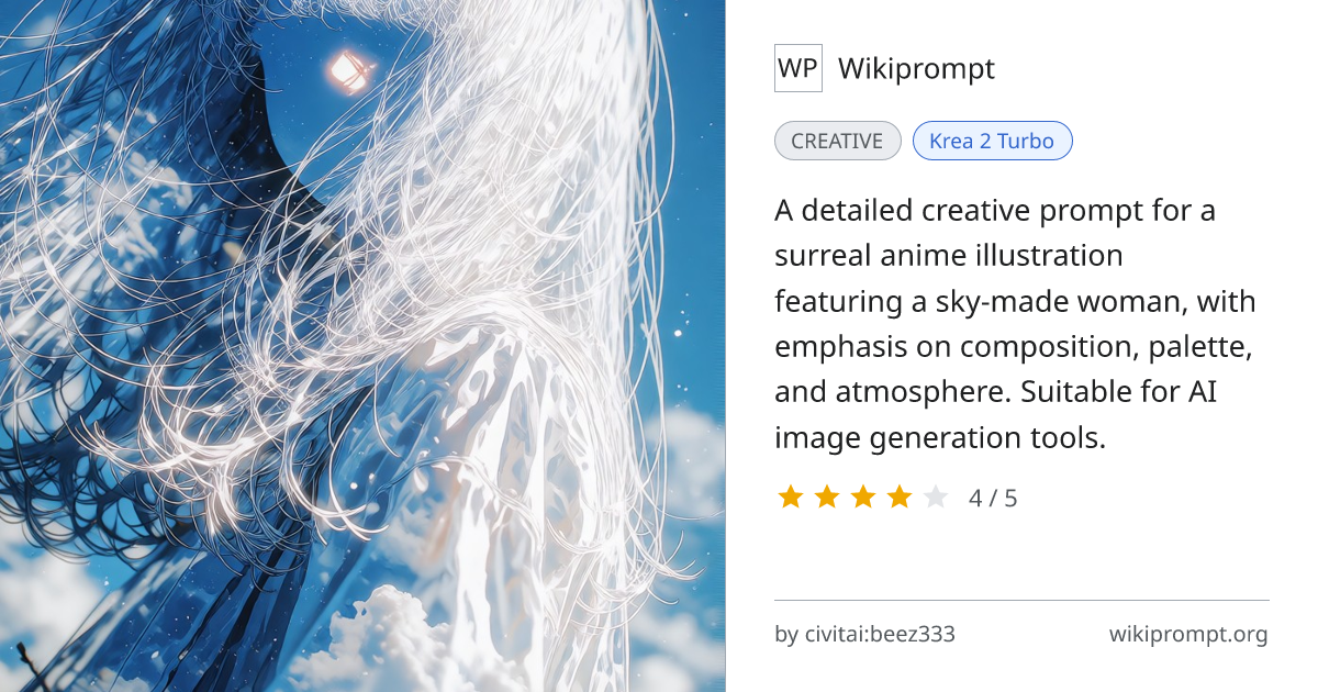 Ethereal Sky Woman Surreal Anime Illustration | Wikiprompt