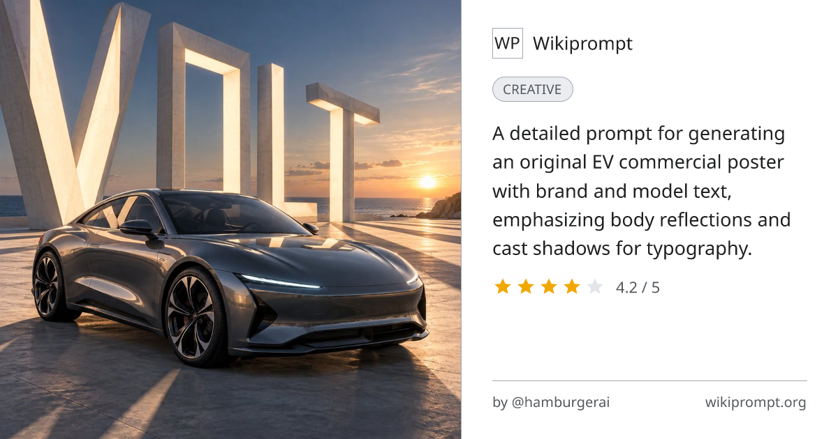 EV Commercial Poster Prompt | Wikiprompt