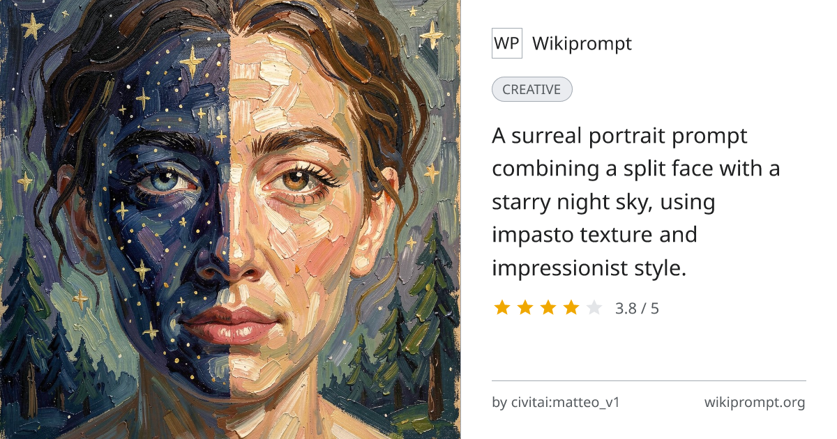 Face split open to reveal starry night | Wikiprompt