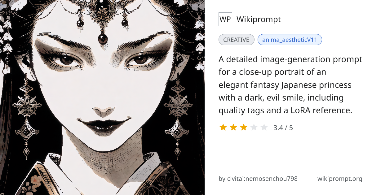 Fantasy Japanese Princess Portrait Prompt | Wikiprompt