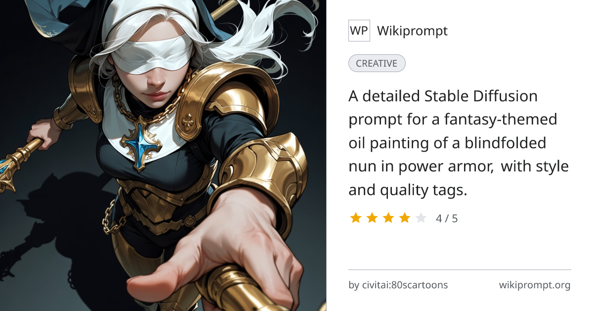 Fantasy Nun Power Armor Oil Painting Prompt | Wikiprompt