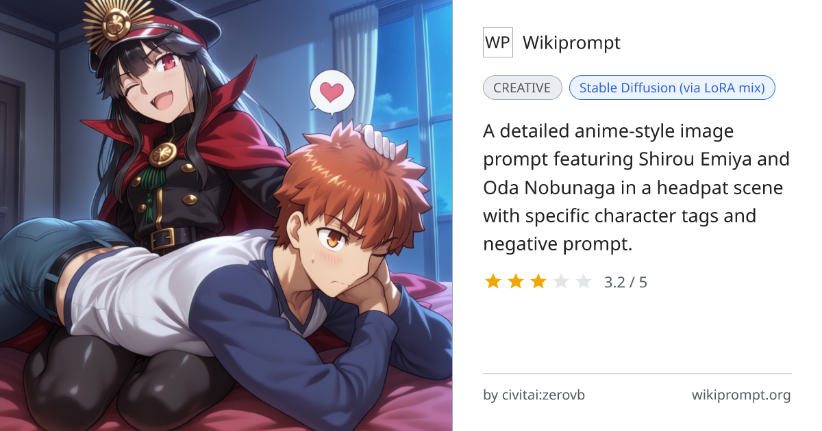 Fate Shirou and Nobunaga headpat scene | Wikiprompt