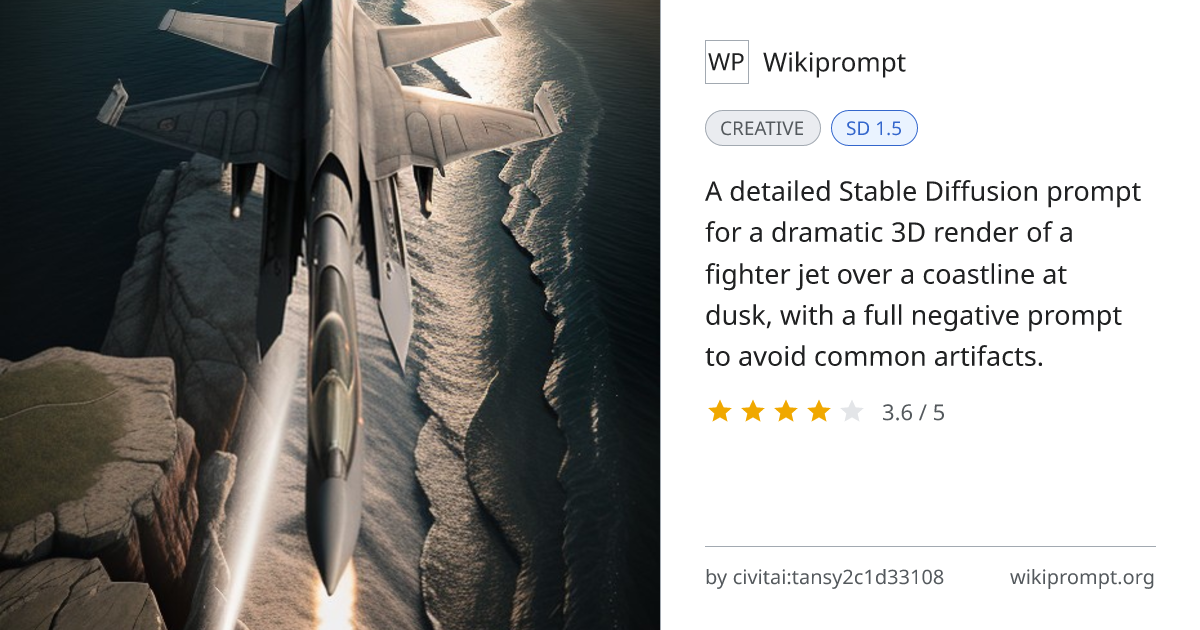 Fighter Jet Over Rugged Coastline 3D Render | Wikiprompt