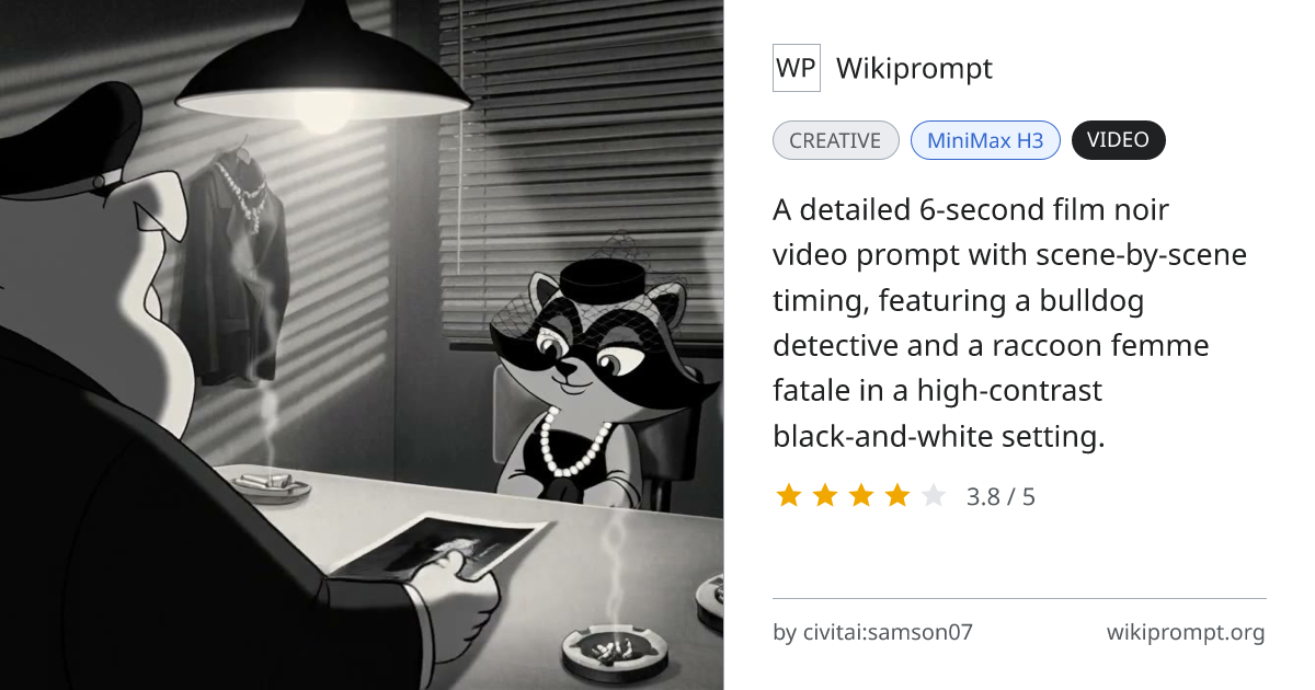 Film Noir Bulldog Detective and Raccoon Femme Fatale | Wikiprompt