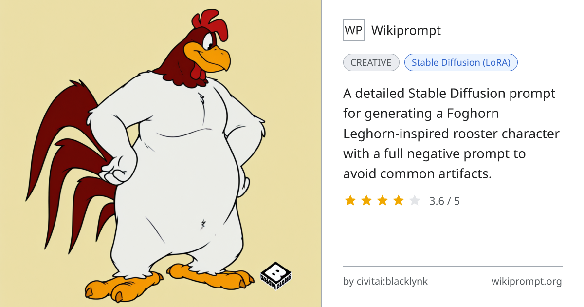 Foghorn Leghorn Style Rooster Character Prompt | Wikiprompt