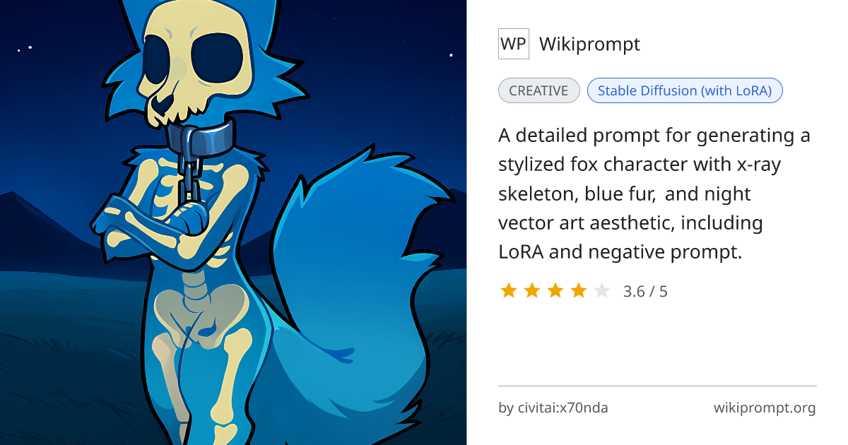 Fox Skeleton X-Ray Vector Art Prompt | Wikiprompt