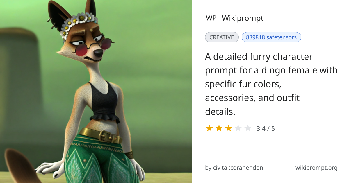 Furry Dingo Female Character | Wikiprompt