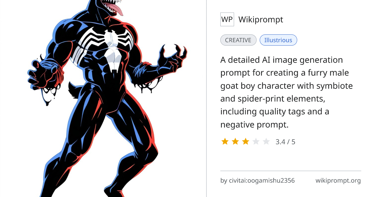 Furry Male Goat Boy Symbiote Character Prompt | Wikiprompt