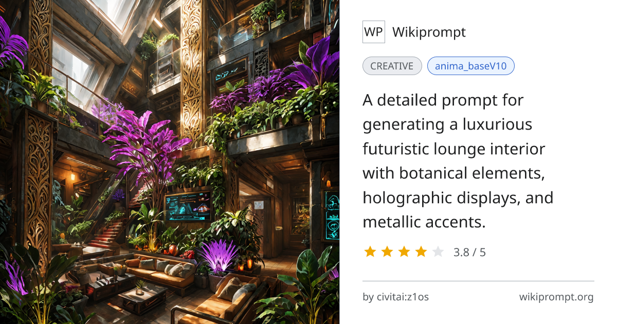 Futuristic Botanical Lounge Interior | Wikiprompt