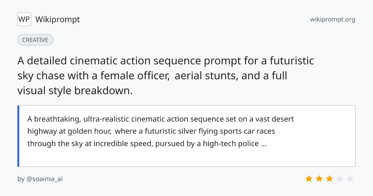 Futuristic Sky Chase – Cinematic Action Video Prompt | Wikiprompt