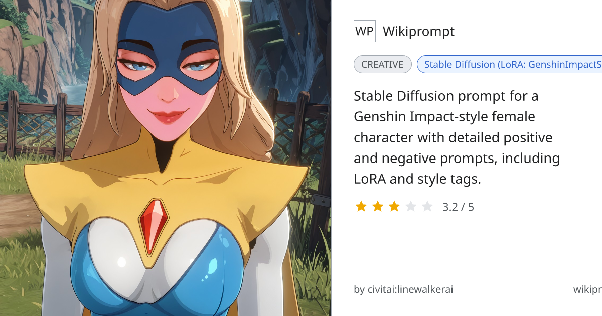 Genshin Impact style character prompt with LoRA | Wikiprompt