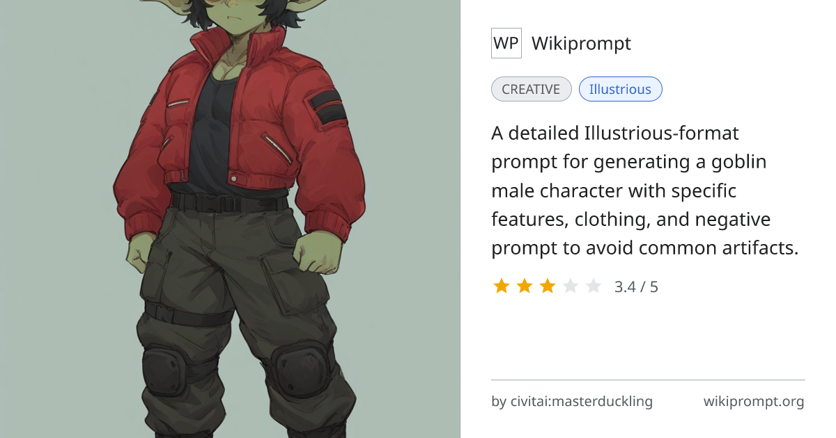 Goblin Male Character Prompt (Illustrious) | Wikiprompt