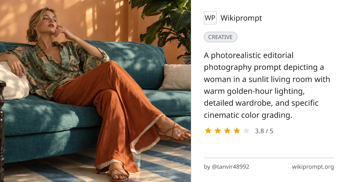 Golden Hour Editorial Lifestyle Portrait | Wikiprompt