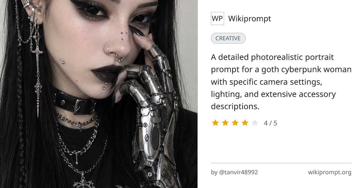 Goth Cyberpunk Beauty Portrait | Wikiprompt