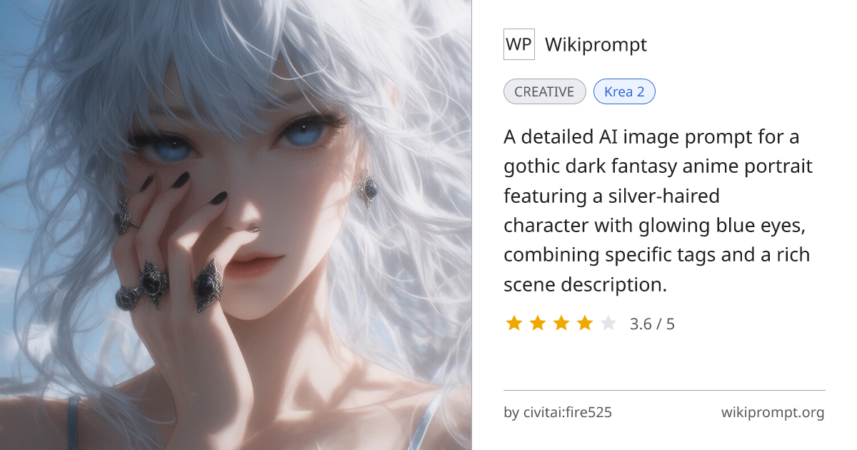Gothic Anime Character Portrait Prompt | Wikiprompt