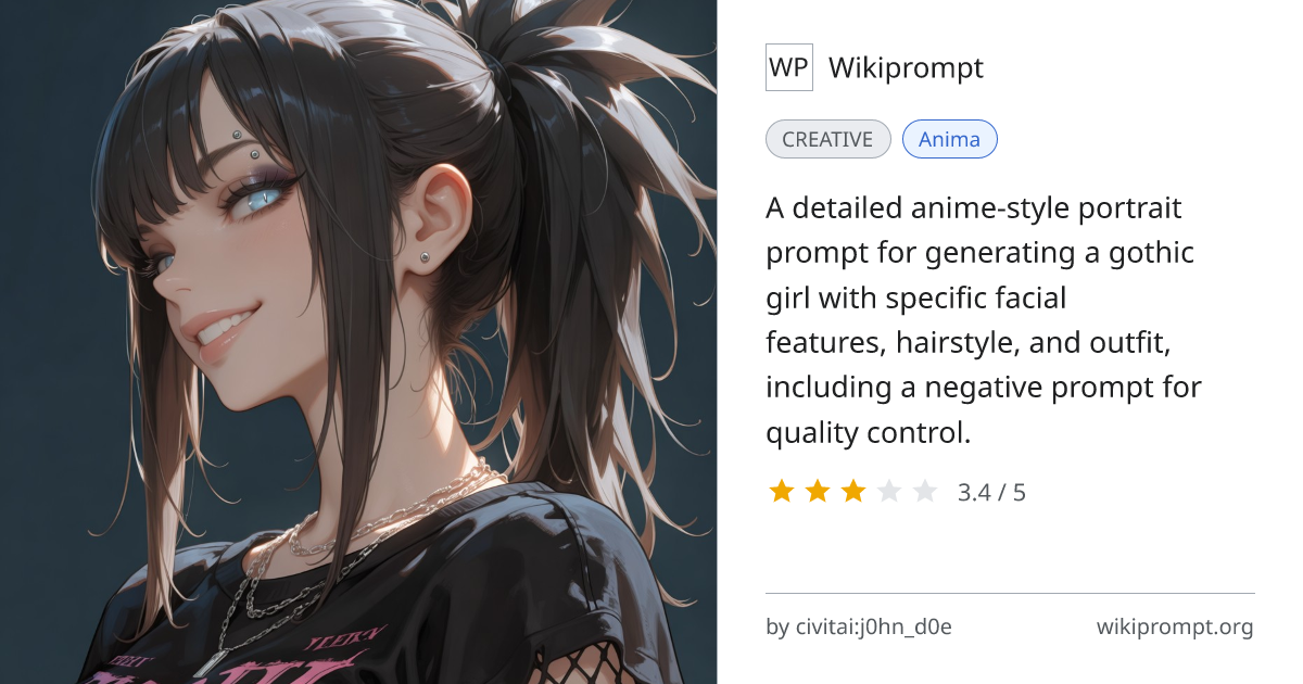 Gothic Anime Girl Portrait Prompt | Wikiprompt