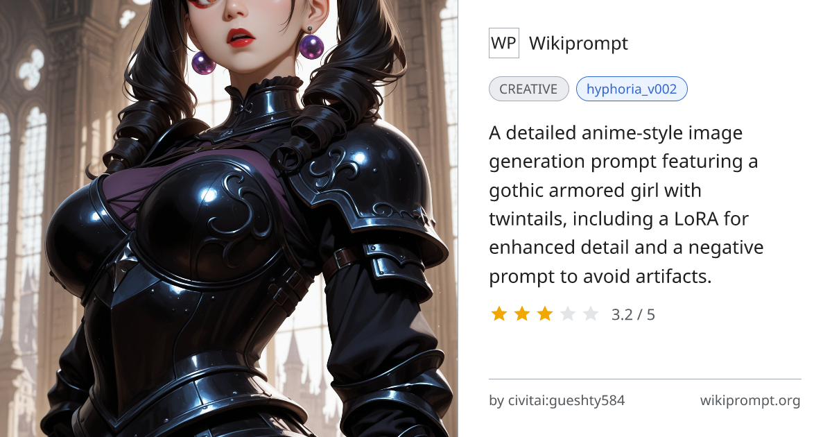 Gothic Armor Anime Girl Prompt | Wikiprompt
