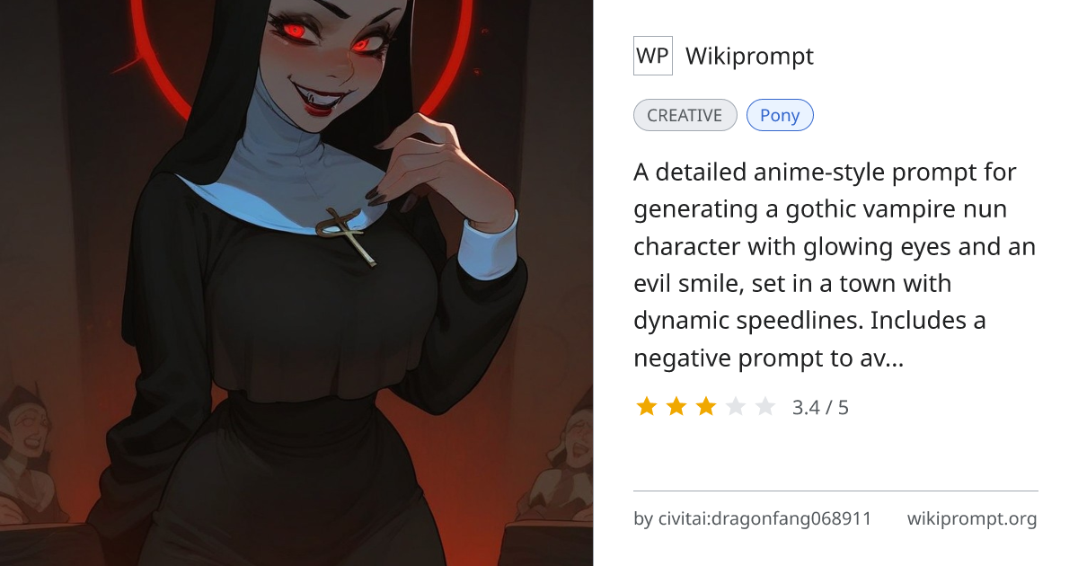Gothic Vampire Nun Anime Style Prompt | Wikiprompt