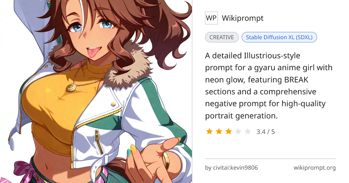Gyaru anime girl neon portrait (Illustrious) | Wikiprompt