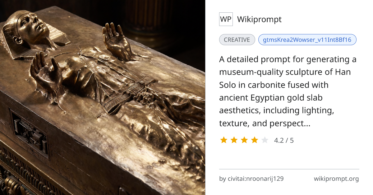 Han Solo in Carbonite Egyptian Gold Slab | Wikiprompt